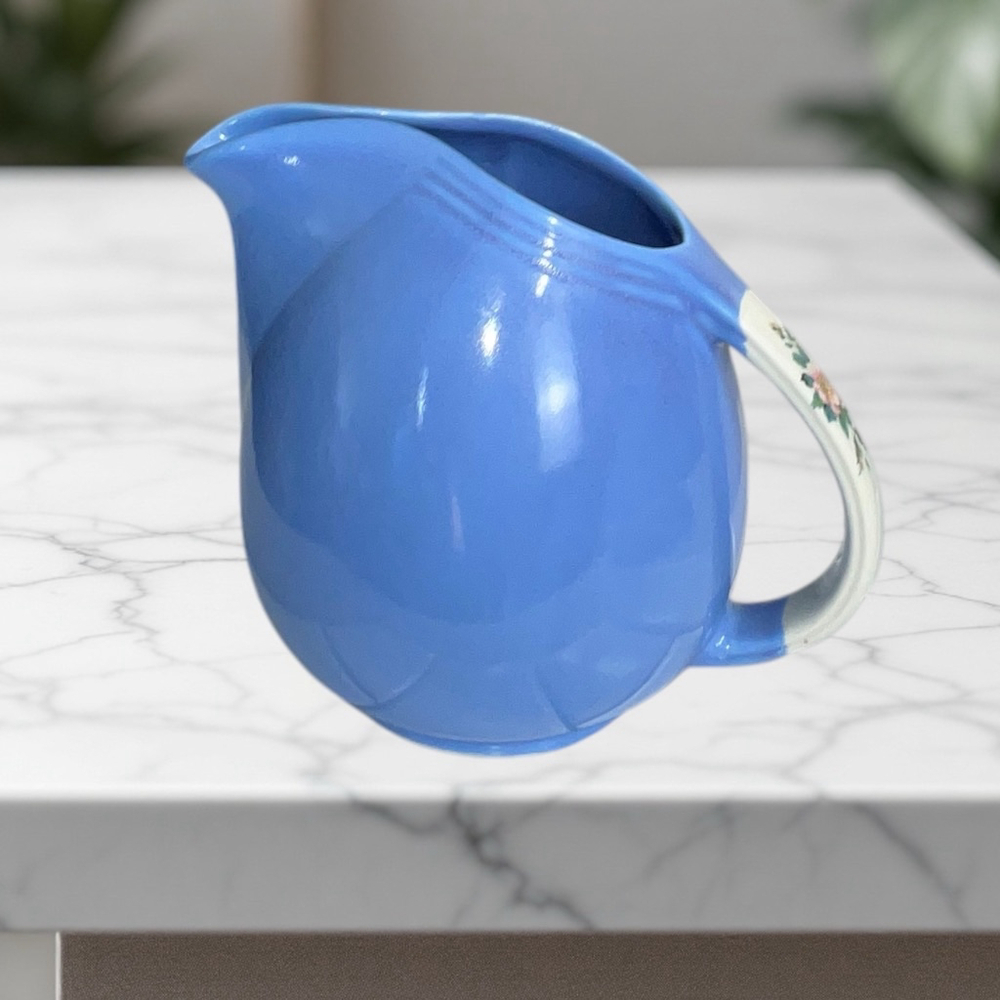 Vintage Hall’s Pottery Rose Parade Blue Pitcher #1259